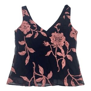 ALEX EVENINGS Women's Metallic Floral Sleeveless Tank Top Size Small Petite Lux‎